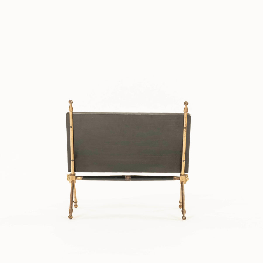 Ebonized Brass Maison Jansen Style Magazine Rack