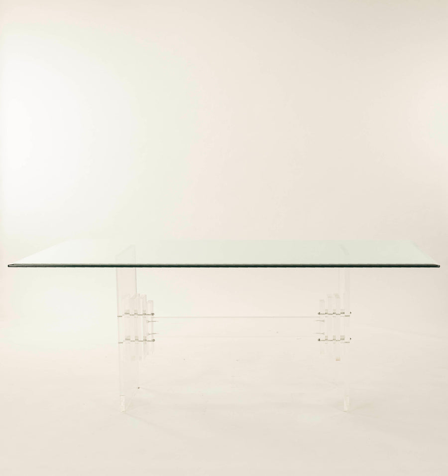 1970s Lucite Glass Dining Table