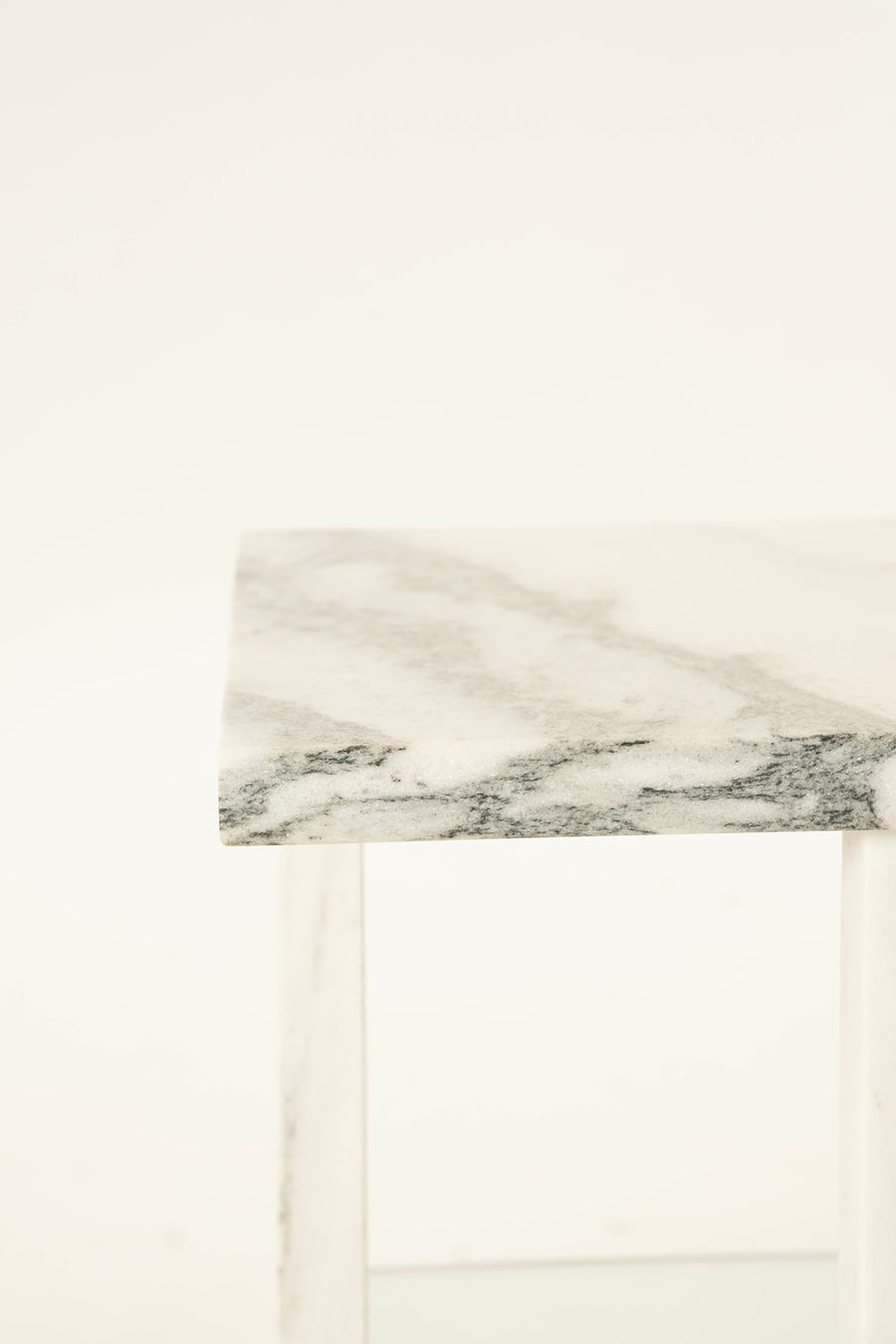 Modern White Marble and Glass End Table