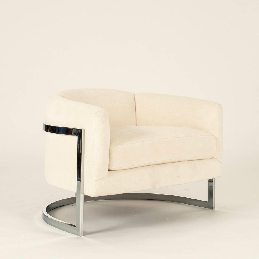 Milo Baughman Luxe Alpaca Chrome Lounge Chair