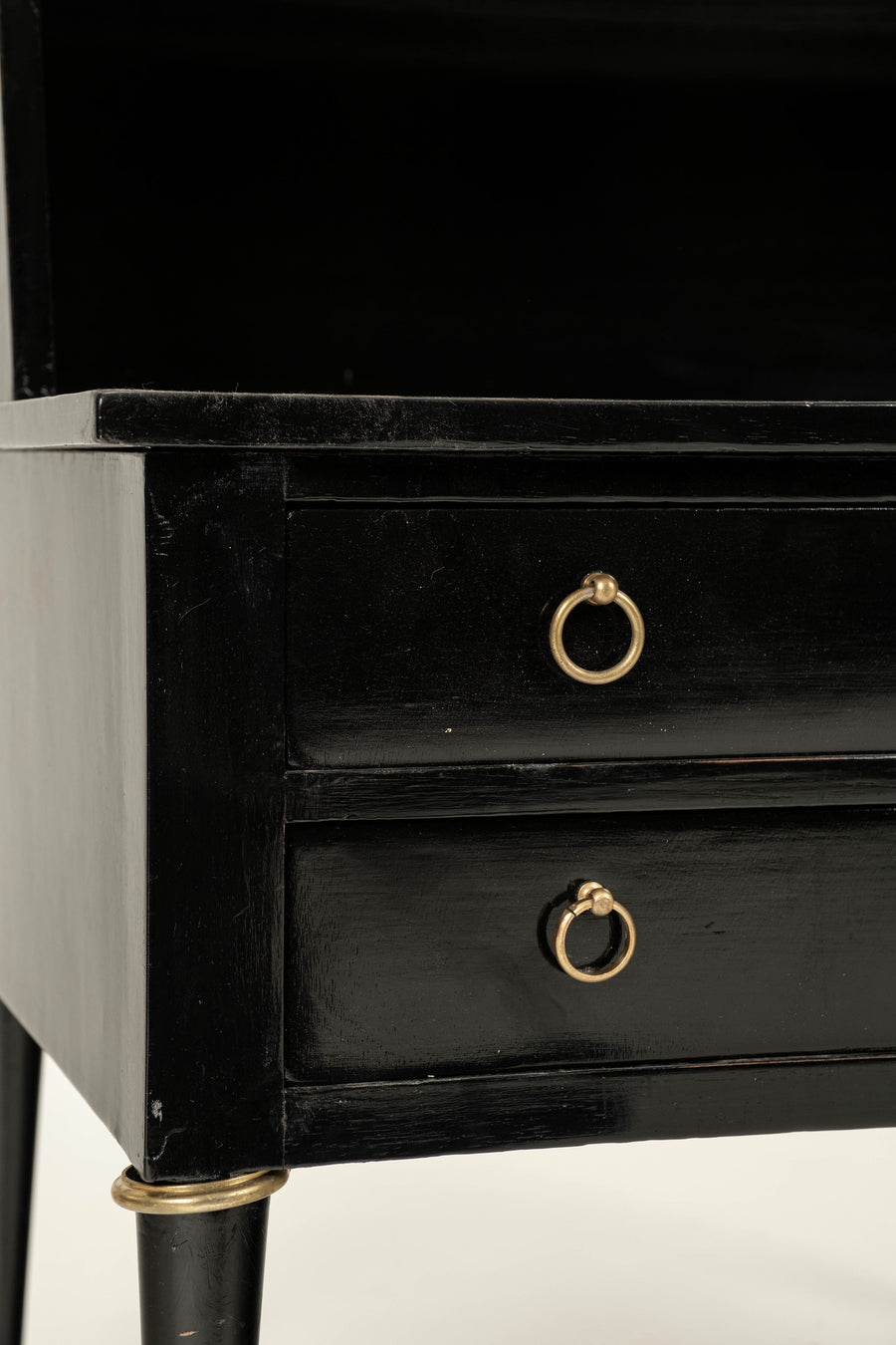 Pair French Ebonized Directoire Style Nightstands