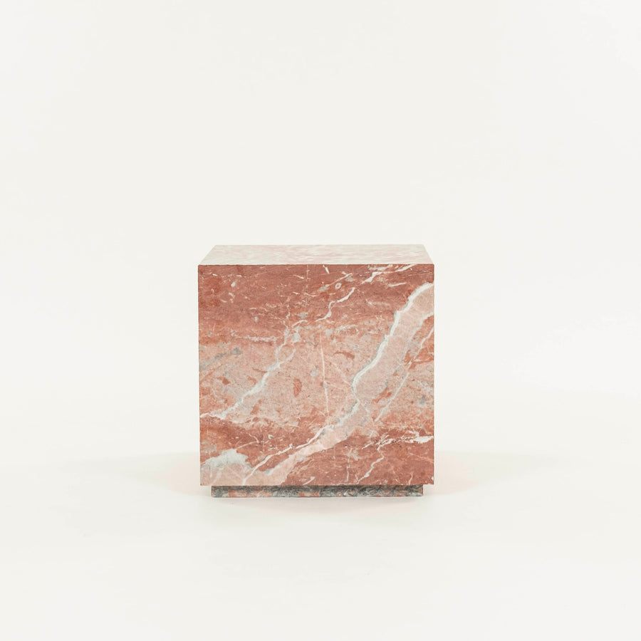 Cubist Red Rosso Merlino Marble Side End Table