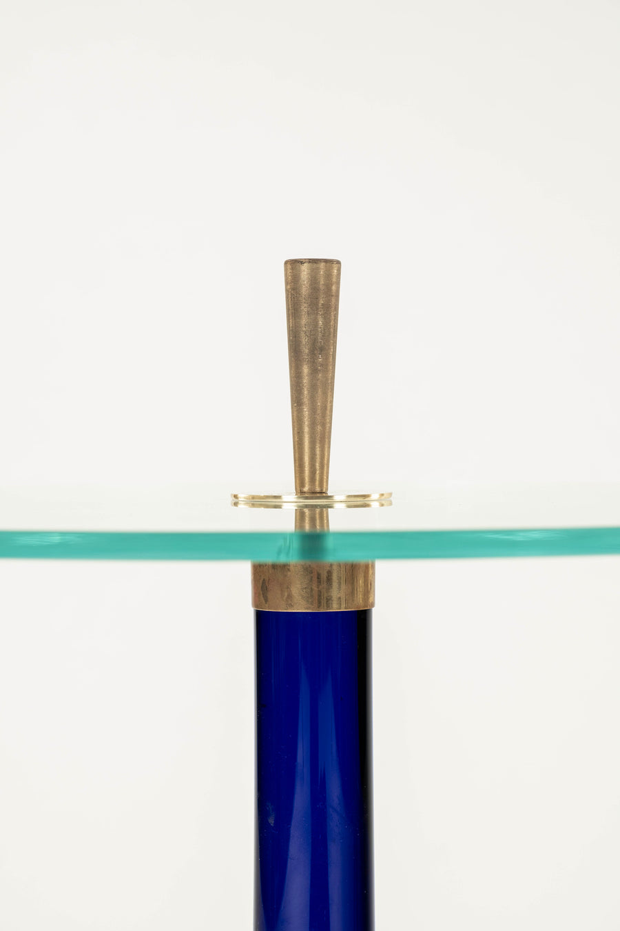 Italian Cobalt Blue Murano Glass Brass Tripod Side Table