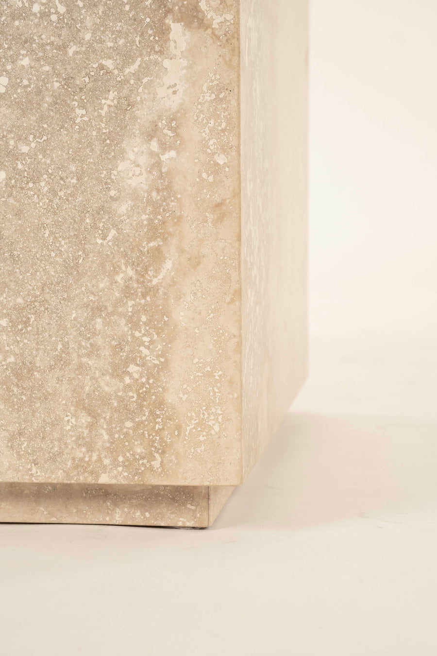 Honed Roman Travertine Cube Occasional Side Table