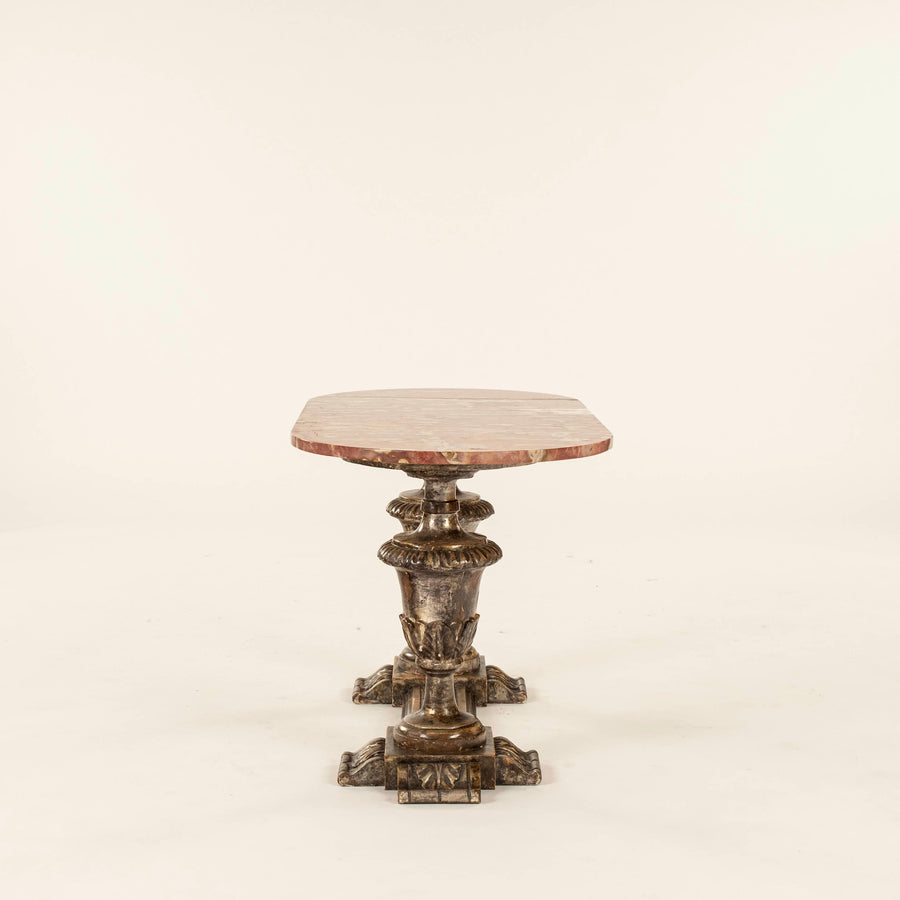 Italian Silver Gilt Baroque Style Marble Cocktail Table