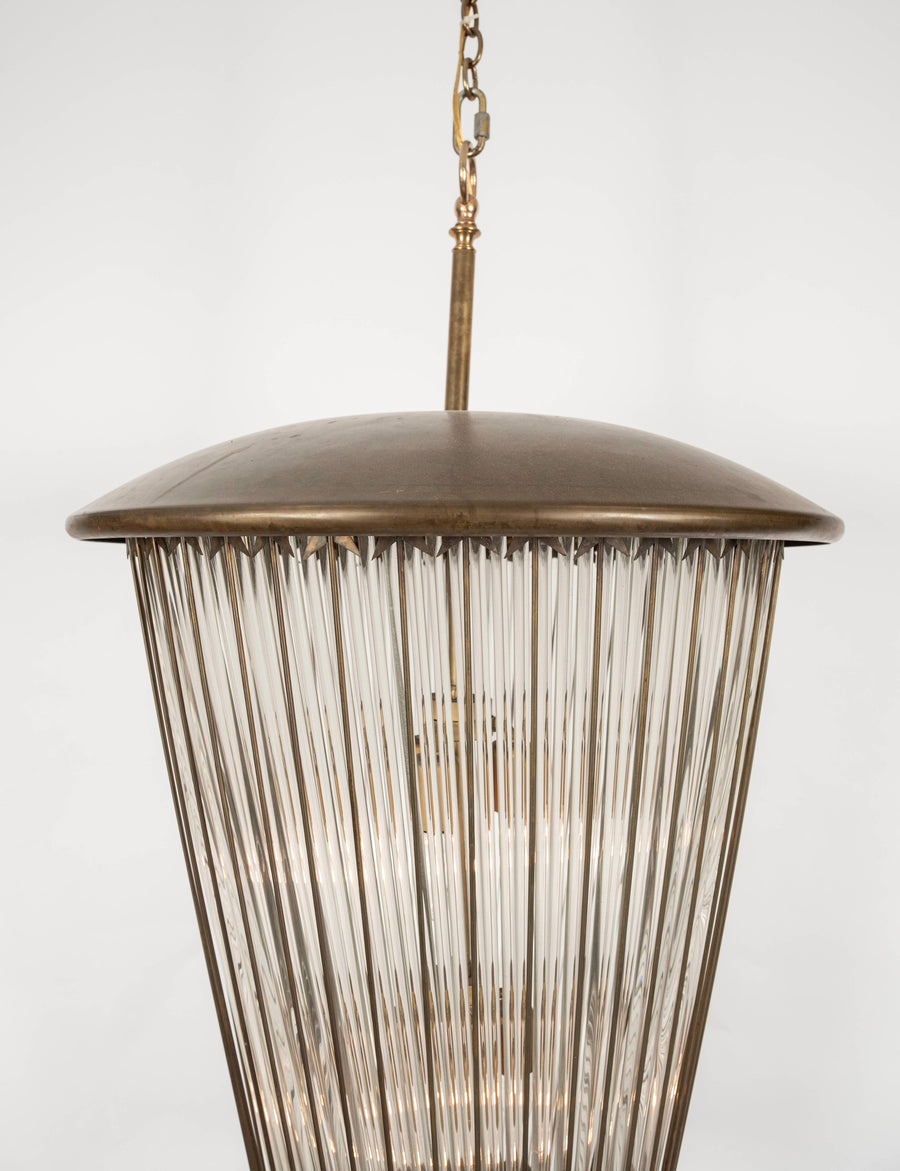 Italian Brass and Glass Directoire Revival Style Lantern by Venini