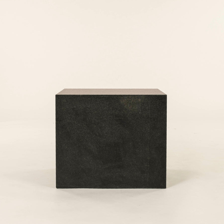 Cubist Hatched Black Granite Side Table