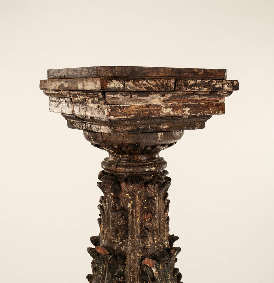 19th Century Pedestal With Carved Shell Detail