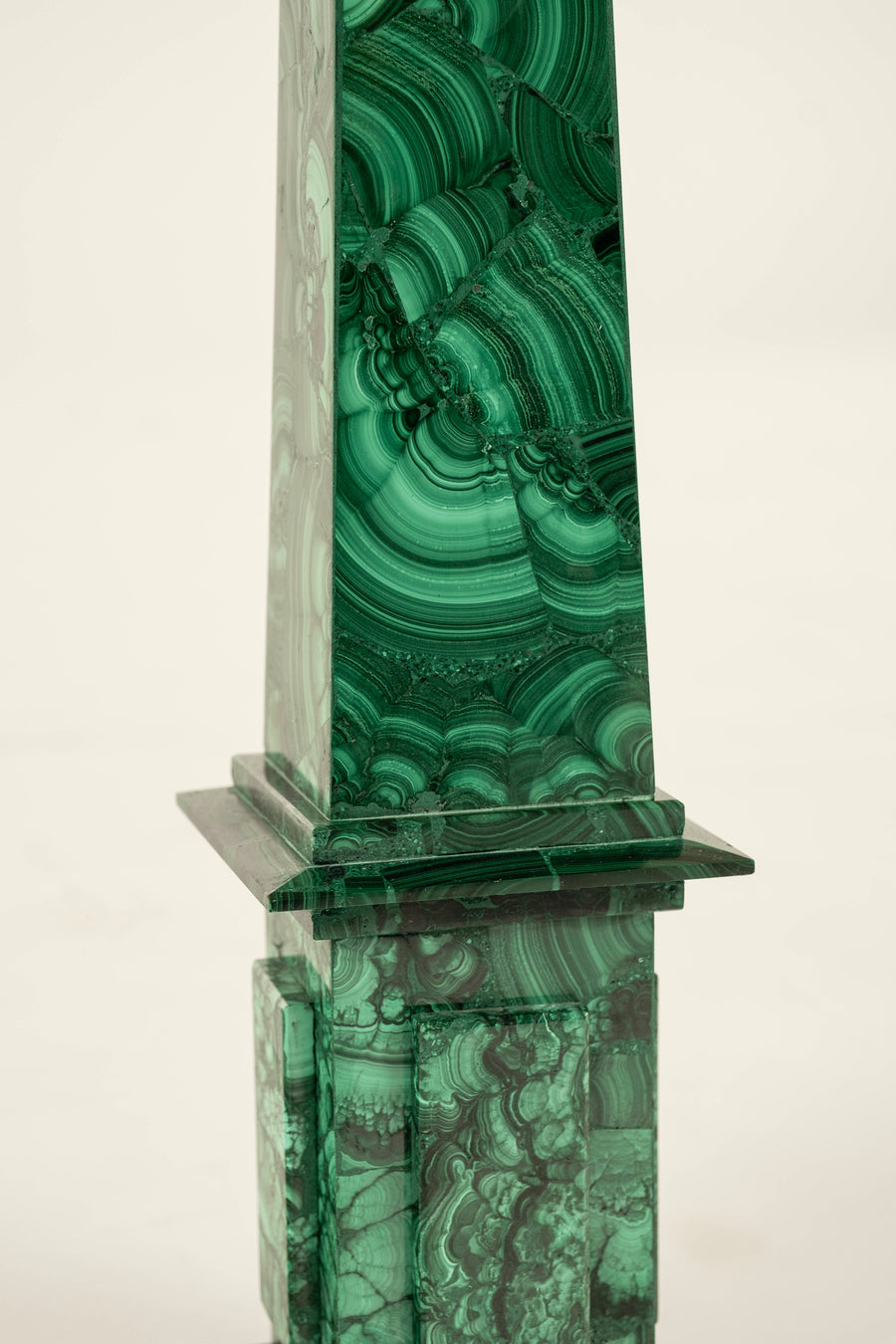 Pair Stone Sphere and Malachite Obelisks