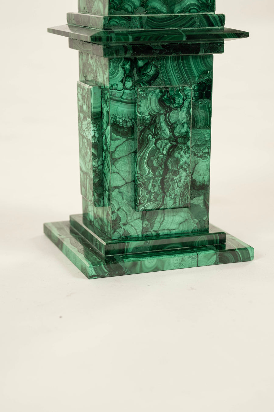 Pair Stone Sphere and Malachite Obelisks