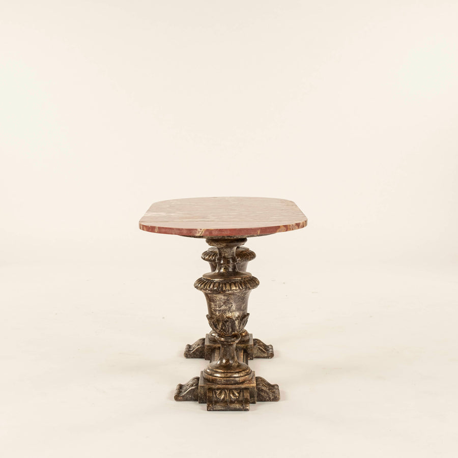 Italian Silver Gilt Baroque Style Marble Cocktail Table