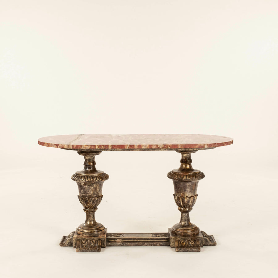 Italian Silver Gilt Baroque Style Marble Cocktail Table