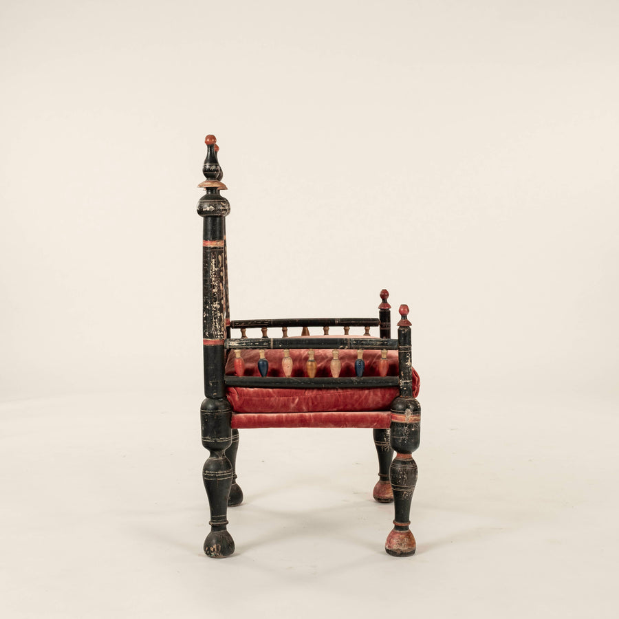 Antique Pakistani Punjabi Wooden Tribal Arm Chair