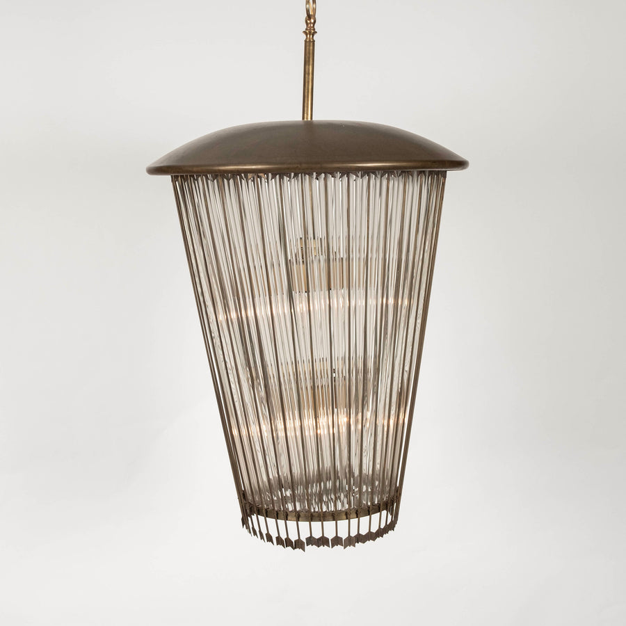 Italian Brass and Glass Directoire Revival Style Lantern by Venini