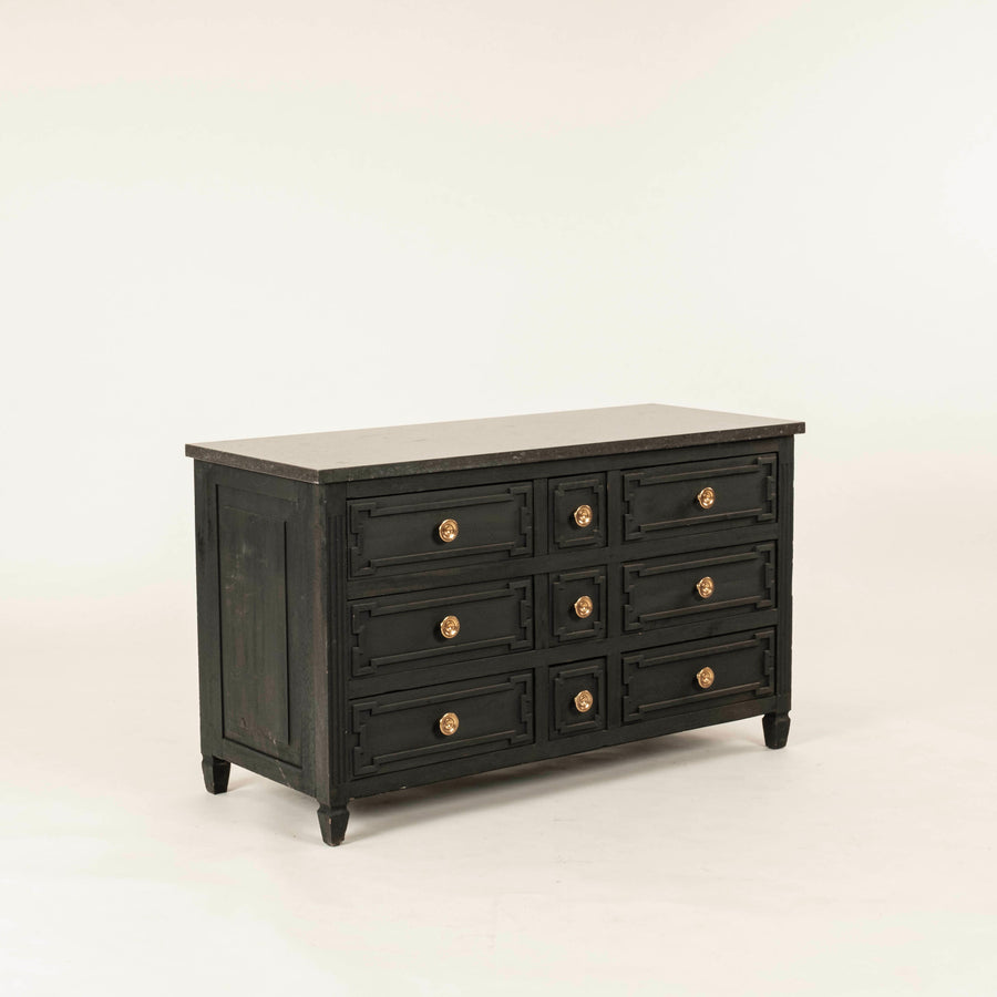 Pair Directoire Style Black Ebonized Commodes