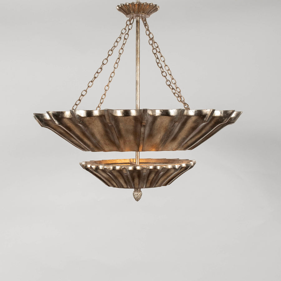 Silver Gilt Composite 2-Tier Chandelier