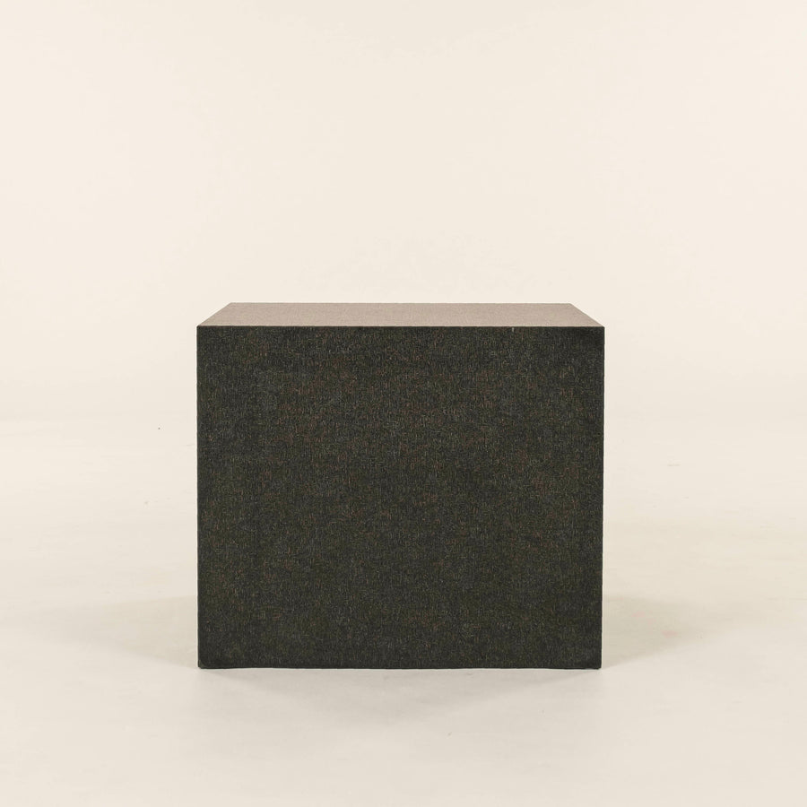 Cubist Hatched Black Granite Side Table