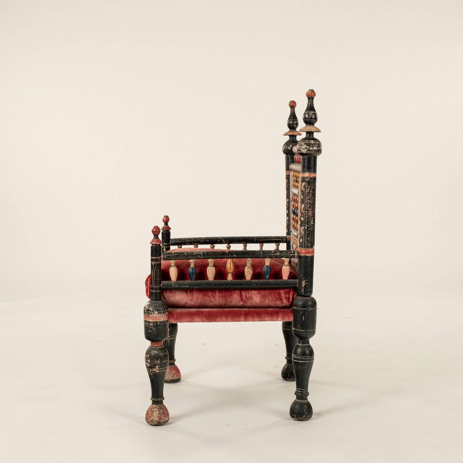 Antique Pakistani Punjabi Wooden Tribal Arm Chair