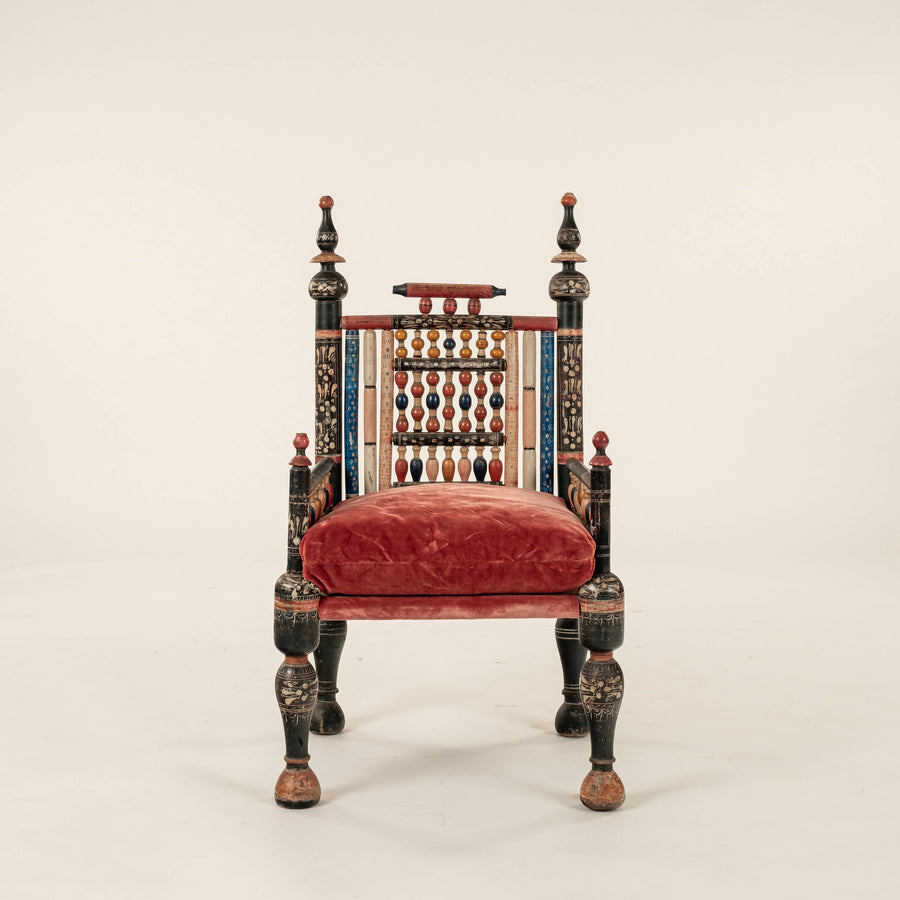 Antique Pakistani Punjabi Wooden Tribal Arm Chair