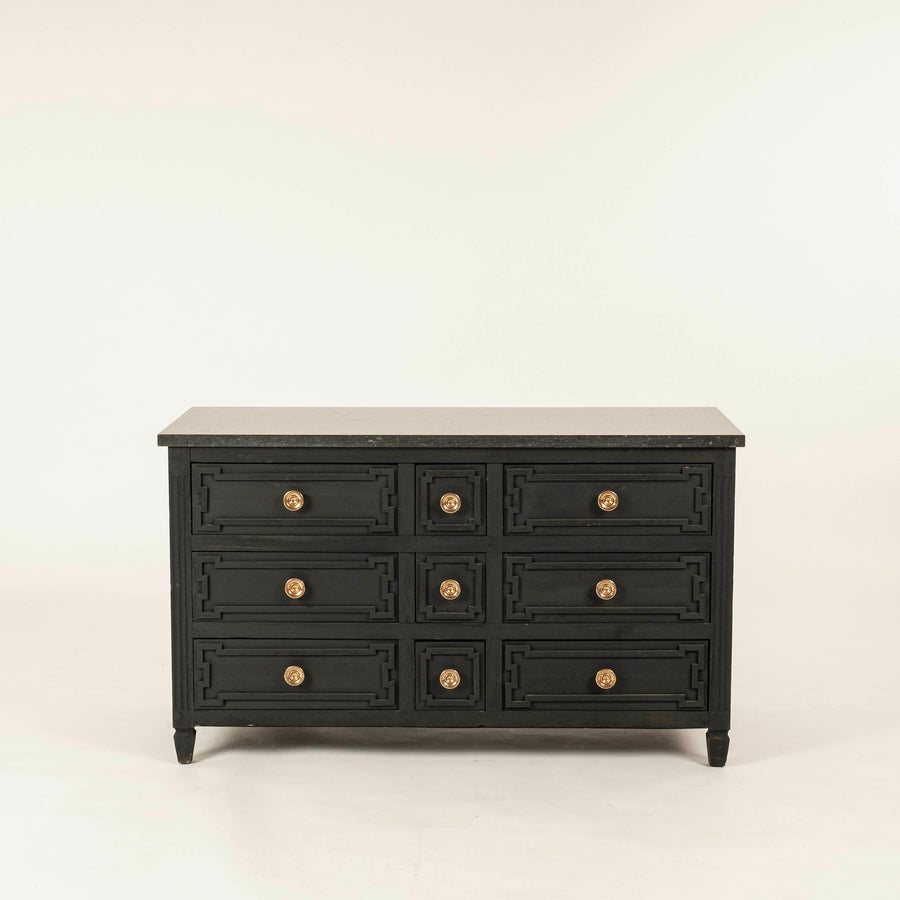 Pair Directoire Style Black Ebonized Commodes