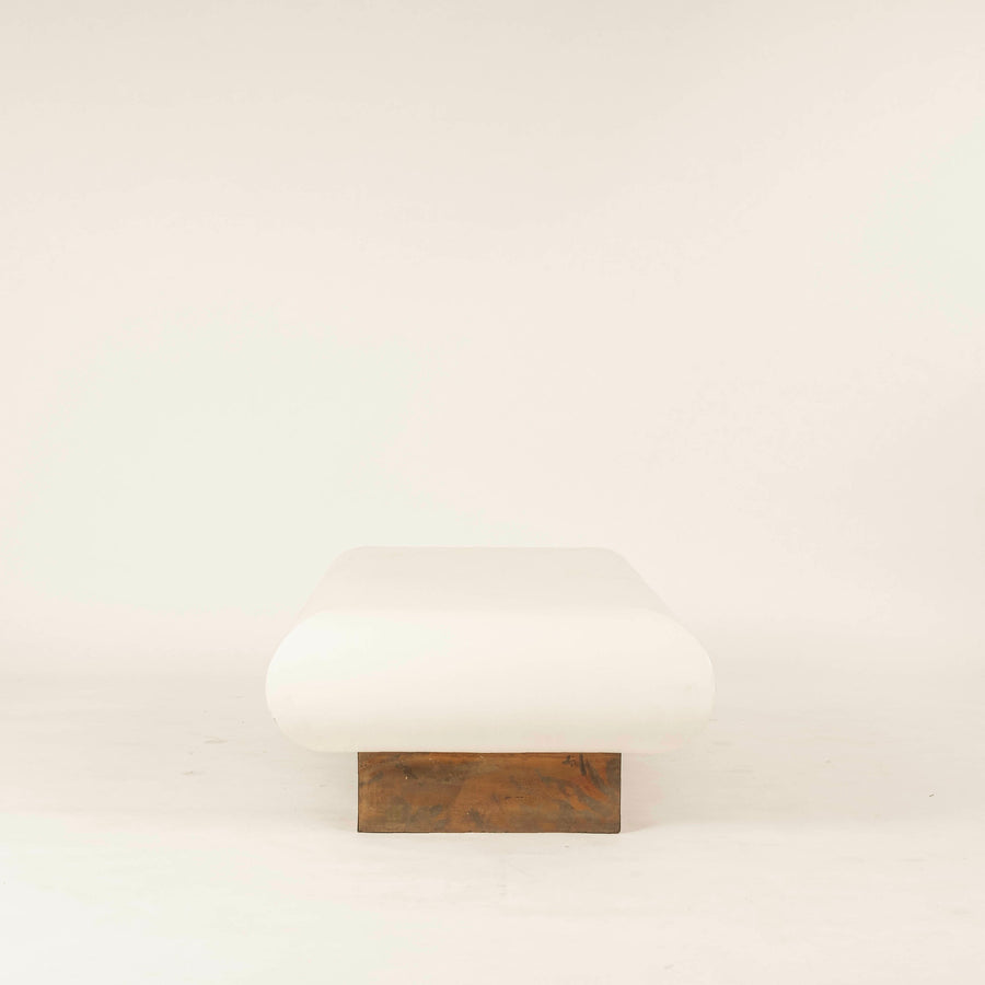 Enrique Garcel Style Bullnose White Grasscloth Cocktail Table