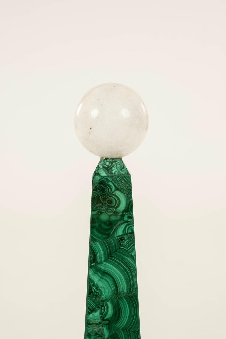 Pair Stone Sphere and Malachite Obelisks