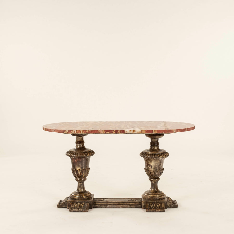 Italian Silver Gilt Baroque Style Marble Cocktail Table