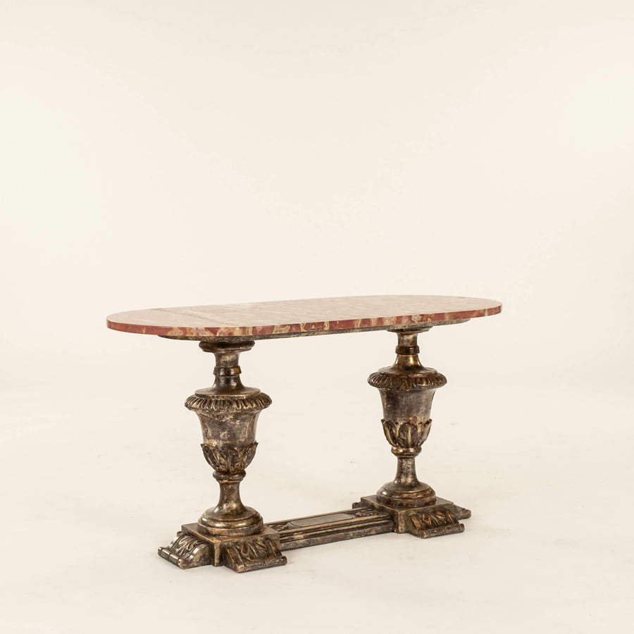 Italian Silver Gilt Baroque Style Marble Cocktail Table