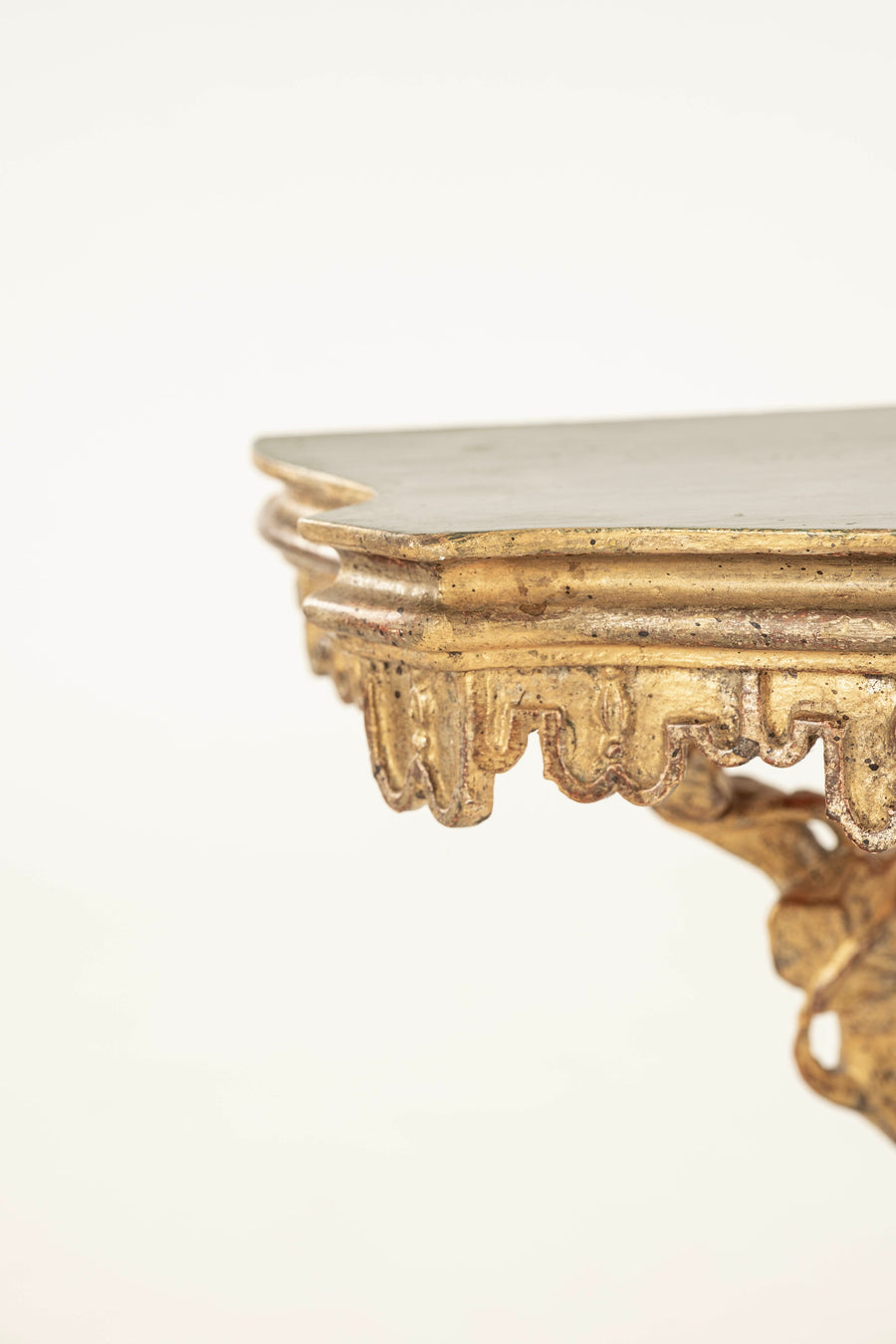 Pair Petite Venetian Polychromed Giltwood Console Tables