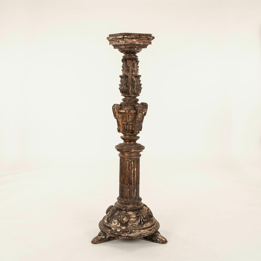 19th Century Pedestal With Carved Shell Detail