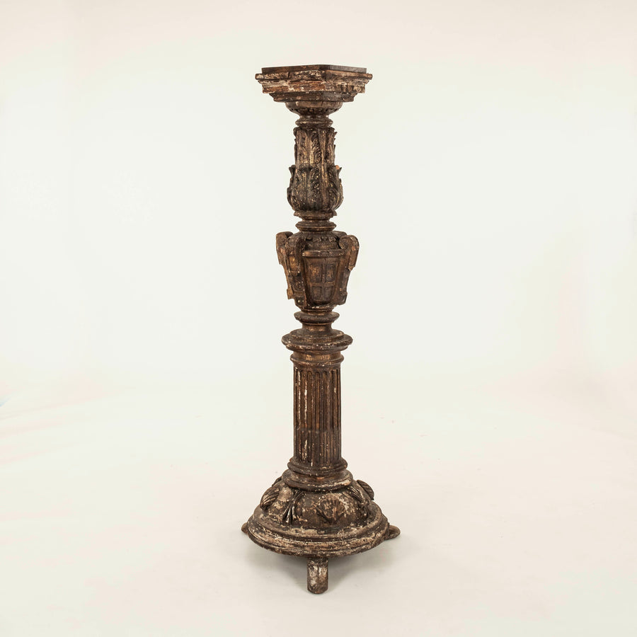 19th Century Pedestal With Carved Shell Detail