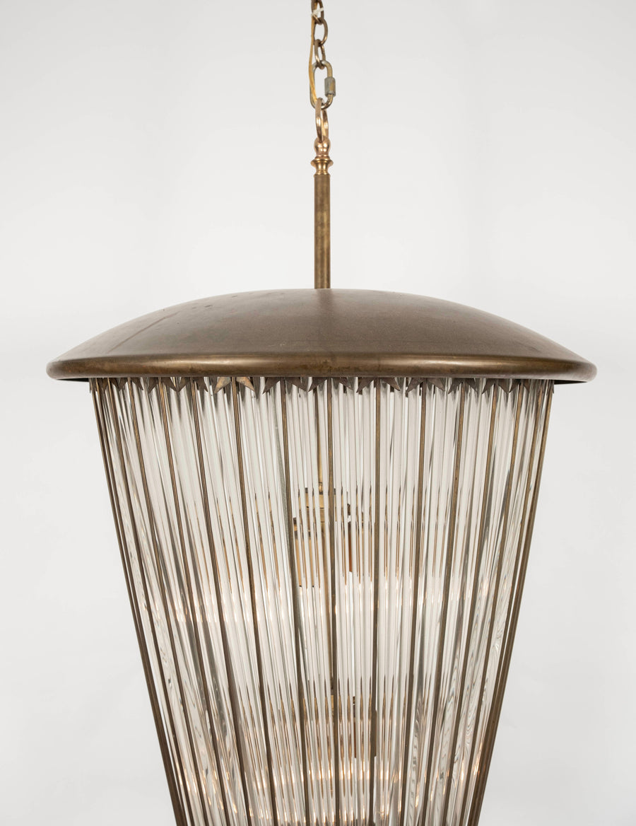 Italian Directoire Revival Style Brass Glass Lantern by Venini