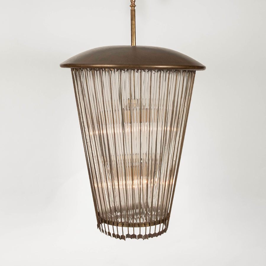 Italian Directoire Revival Style Brass Glass Lantern by Venini