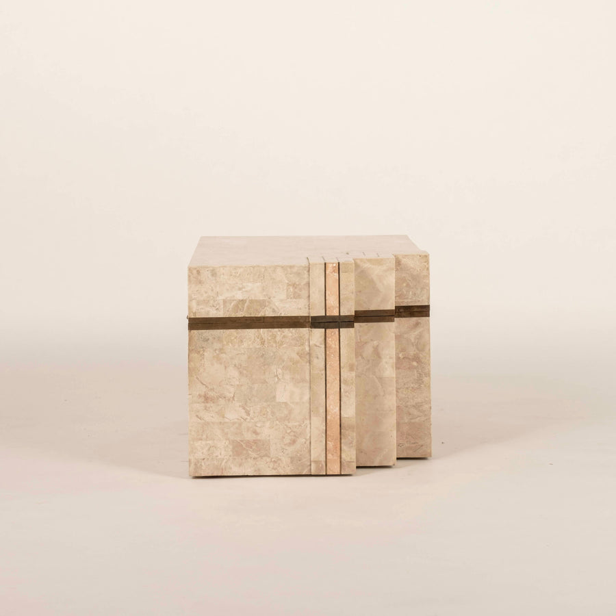 Vintage Tessellated Travertine and Marble Chest