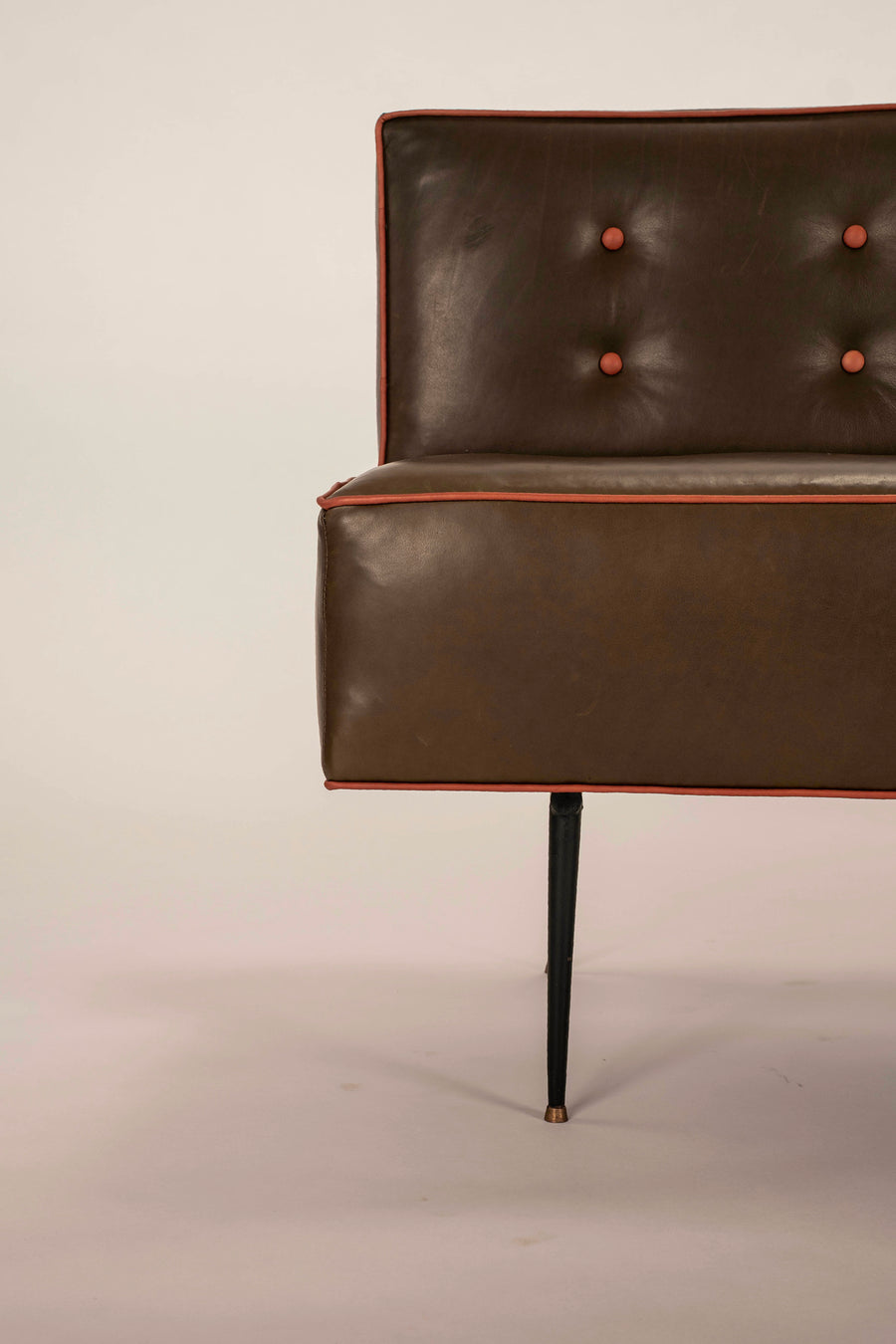 Italian Mid Century Modern Leather Settee