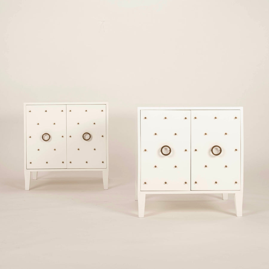 Pair White Parzinger Style Cabinets