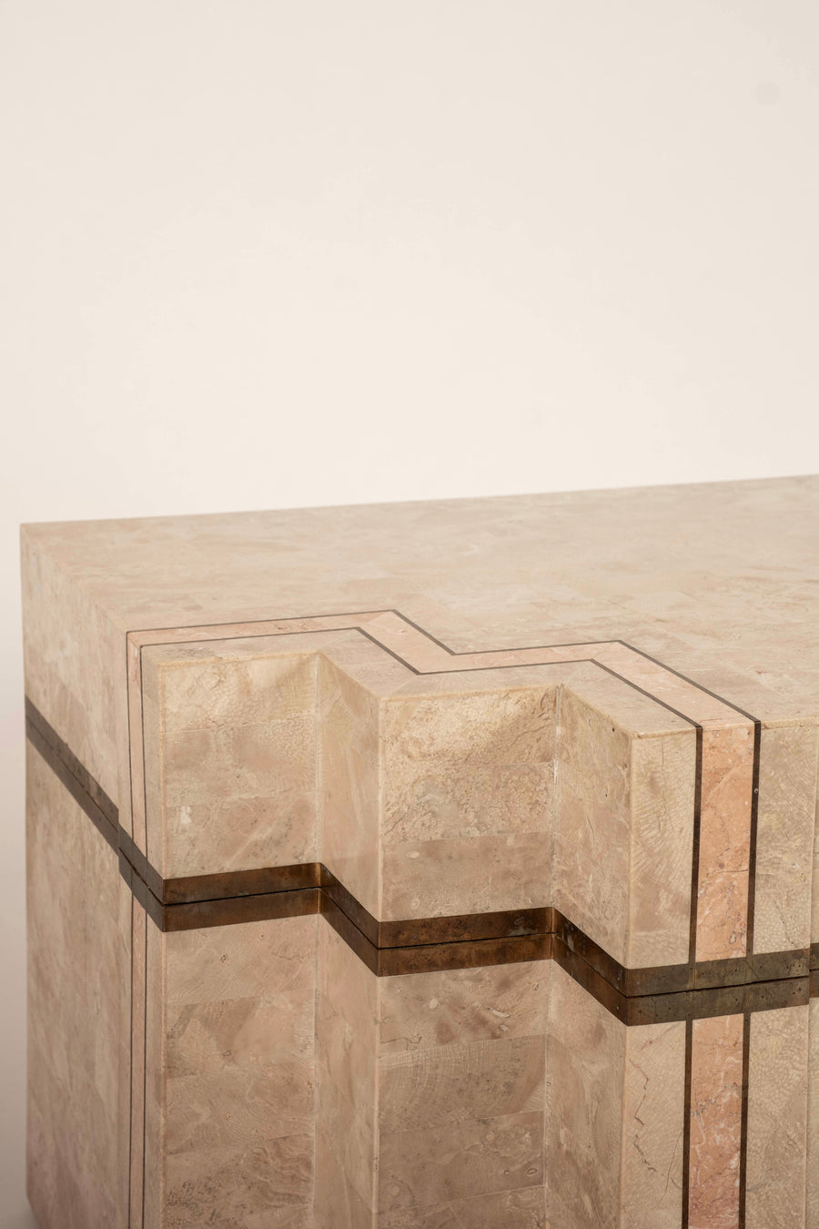 Vintage Tessellated Travertine and Marble Chest