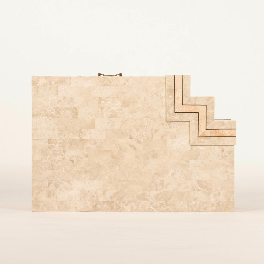 Vintage Tessellated Travertine and Marble Chest