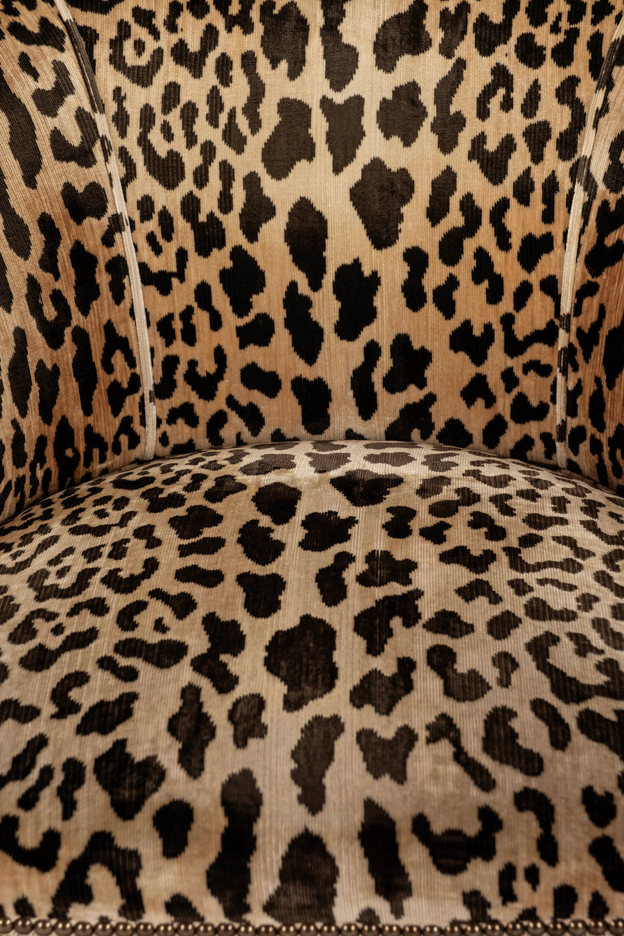 Vintage Empire Style Leopard Silk Velvet Bergére Chair