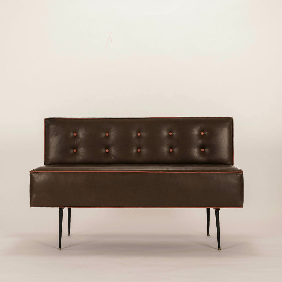 Italian Mid Century Modern Leather Settee