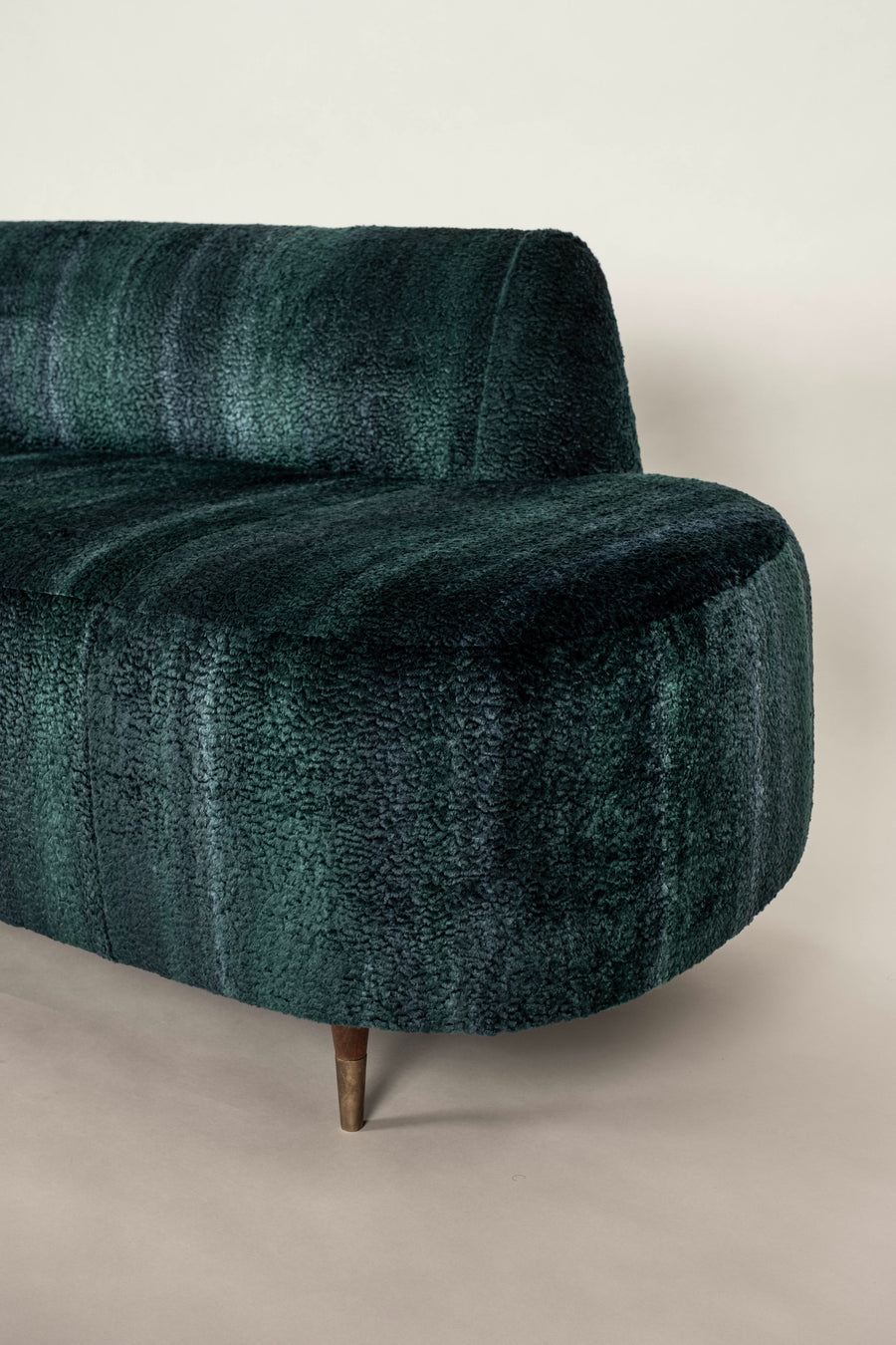 1960s Italian Ombre Peacock Cut Mohair Velvet Curved Sofa