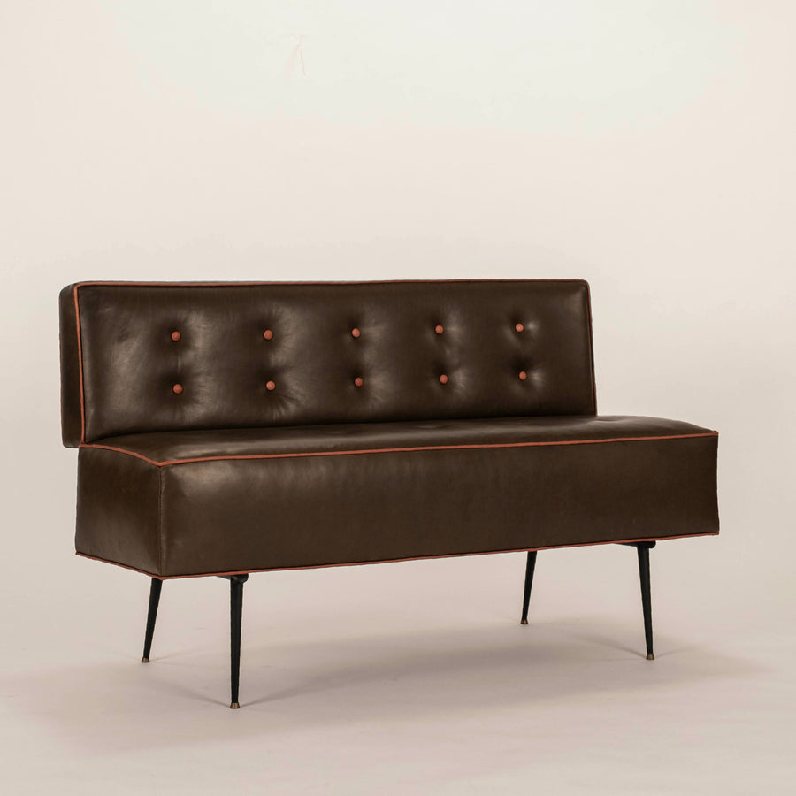 Italian Mid Century Modern Leather Settee