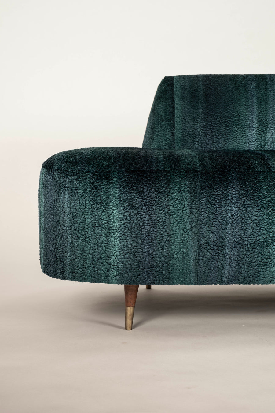 1960s Italian Ombre Peacock Cut Mohair Velvet Curved Sofa