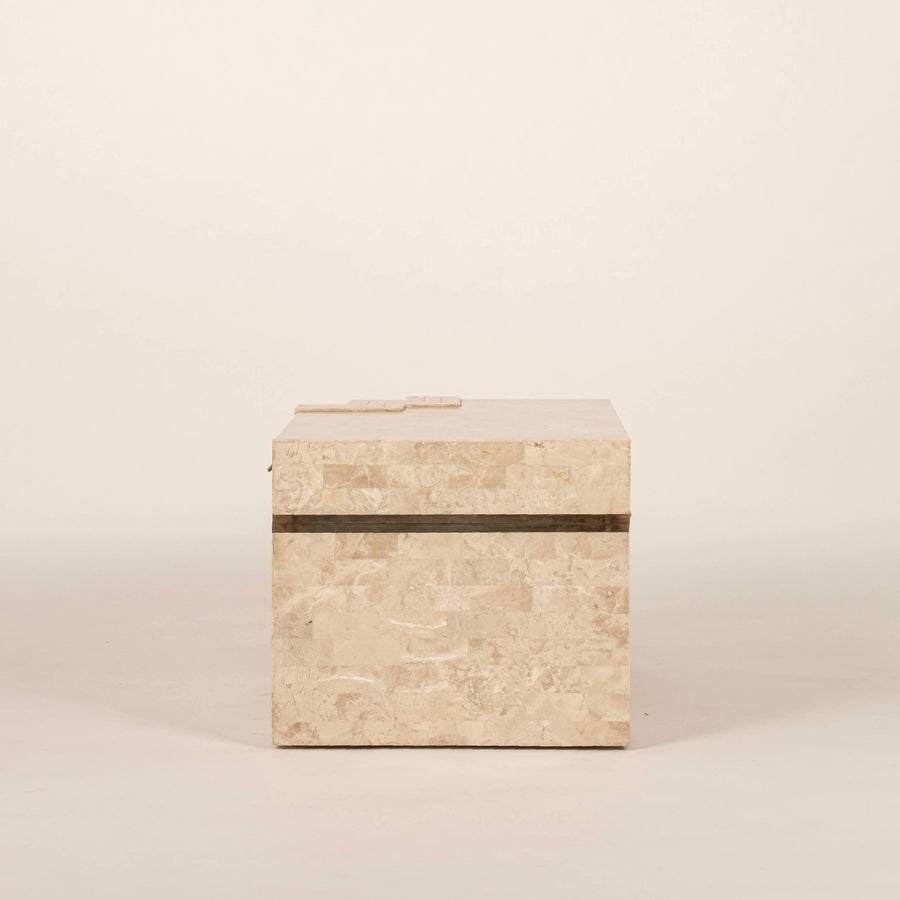 Vintage Tessellated Travertine and Marble Chest