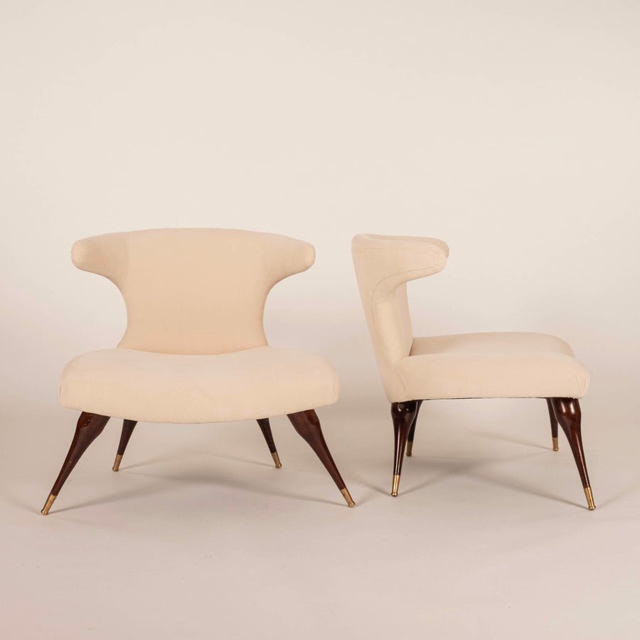 Pair Mid Century Karpen Horn Lounge Chairs