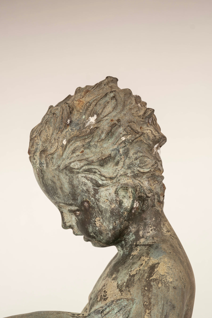 Antique Bronze Putti and Dolphin Fountain Statue