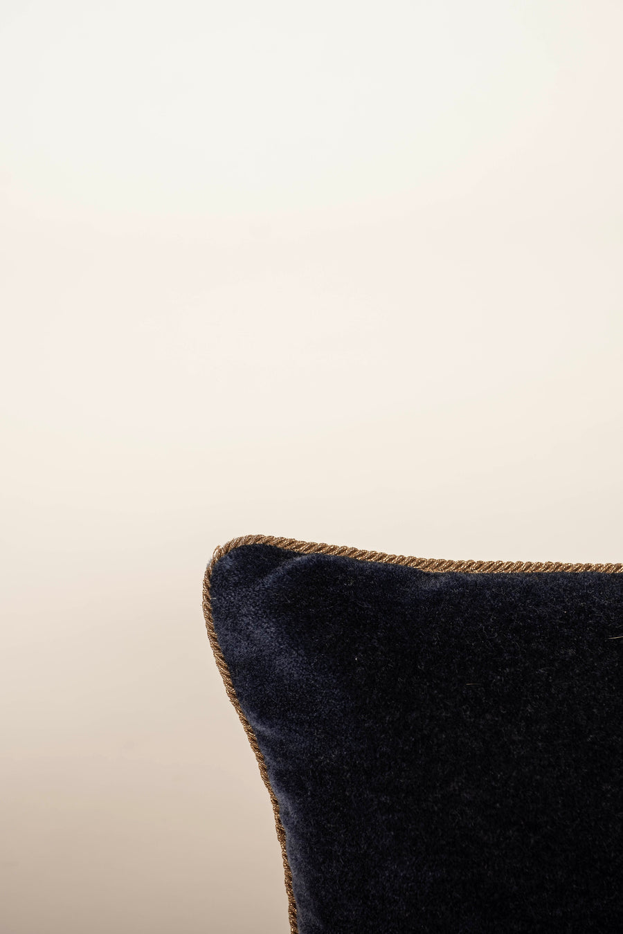 Pair Federal Blue and Gold Rope Trim Mohair Pillows