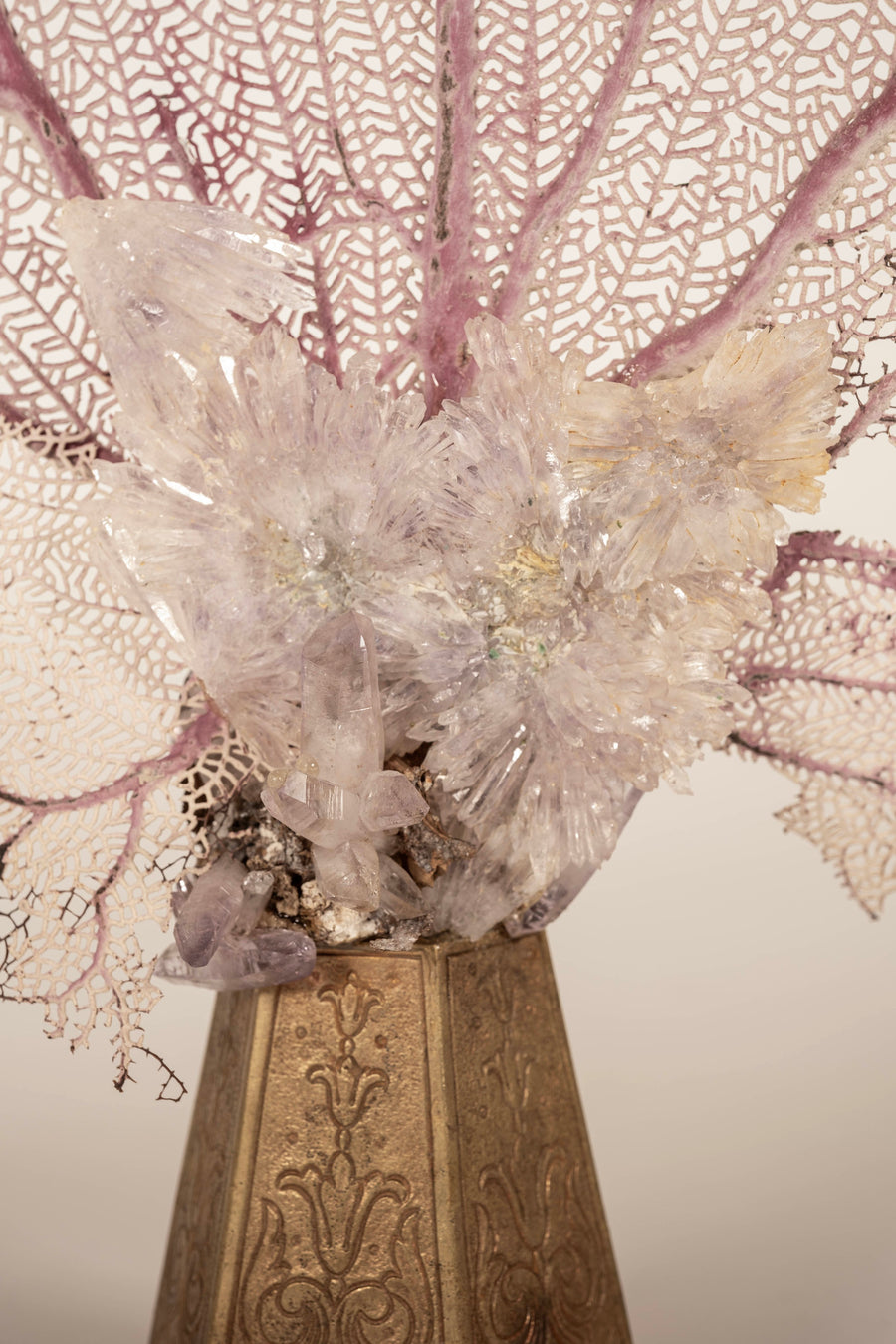 Venice Rising Pink Sea Fan Coral Amethyst Sculpture
