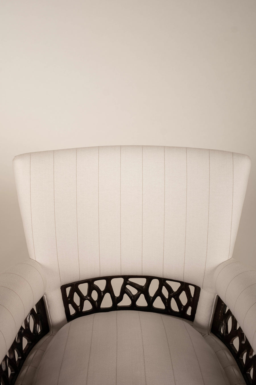 Pair Englander & Bonta Black White Stripe Arm Chairs, Argentina, circa 1950