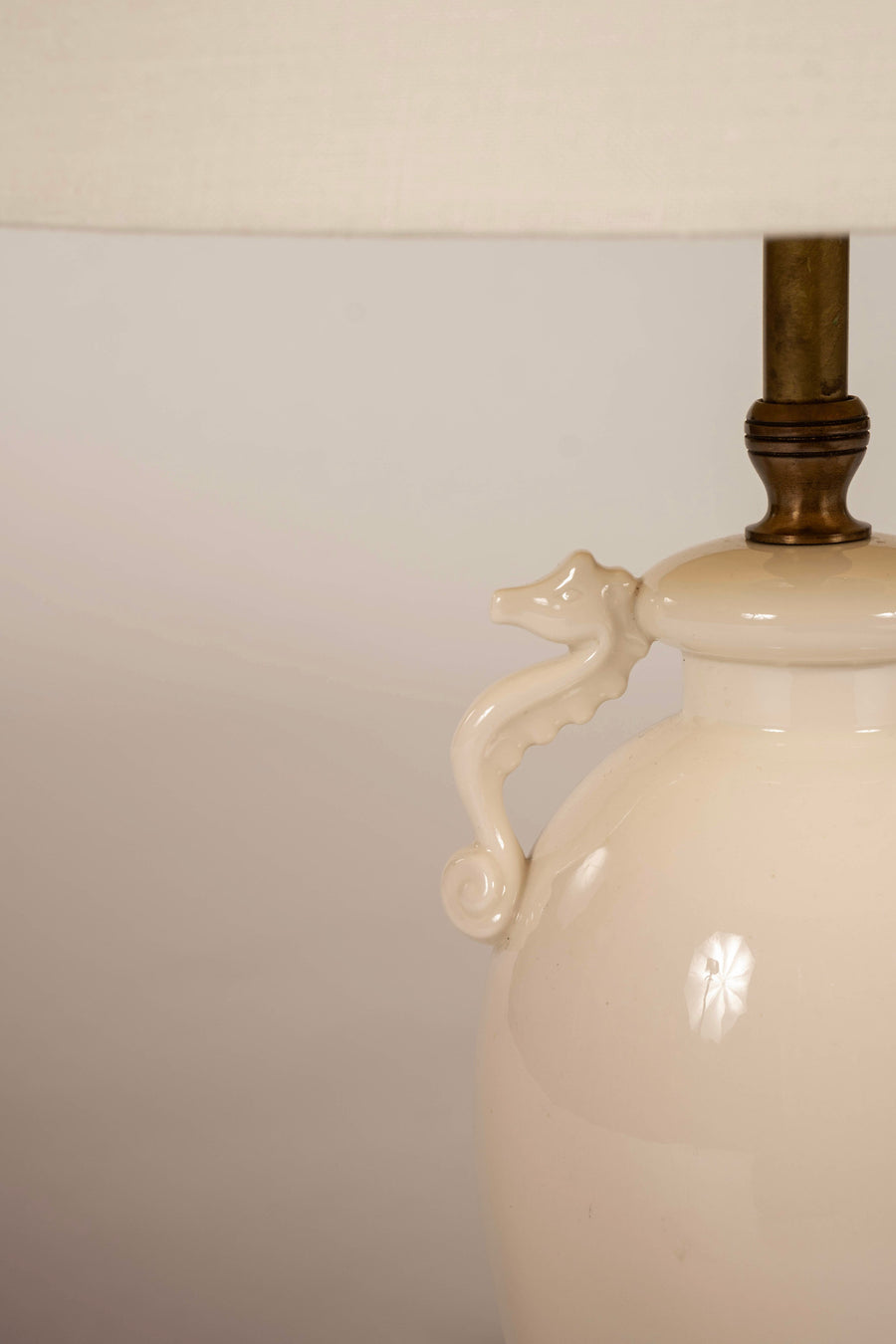 Vintage Gilt White Porcelain Seahorse Lamp